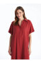 LCWAIKIKI Classic Gömlek Yaka Düz Kısa Kollu Oversize Kadın Elbise