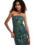 Amy Lynn Johanna green foil coated denim bandeau top co-ord Foliertes Grün, UK 8 - фото #1