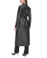 Women's Belted Faux-Leather Trench Coat