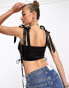 Фото #4 товара Saint Genies satin corset crop top with bunny tie in black