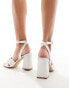 Be Mine Wide Fit Bridal Snuggle plisse block heeled sandals in ivory 38 - фото #6