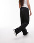 Topshop boxer fly detail pull on stripe tailored trouser in black