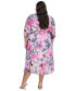 ფოტო #2 პროდუქტის Plus Size Printed Blouson-Sleeve Faux-Wrap Dress