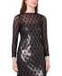 Women's Lace-Over-Metallic Long-Sleeve Midi Dress