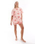 ASOS DESIGN Maternity watermelon oversized tee & short pyjama set in pink