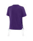 ფოტო #3 პროდუქტის Women's Purple Minnesota Vikings Lace Up Side Modest Cropped T-Shirt