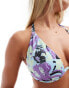 ASOS DESIGN Fuller Bust halter monowire bikini top in retro print