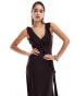 Фото #2 товара ASOS DESIGN sleeveless v neck ruffle maxi dress in chocolate