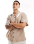 Jack & Jones boxy fit revere collar with back flower embroidery in beige