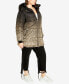 Plus Size Indi Print Puffer Hooded Jacket