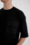 Фото #4 товара Футболка Loose Fit с принтом на спине и карманами, короткий рукав, C0153ax24sm, бренд Defacto