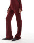 Фото #2 товара ONLY Tall high waist textured trousers co-ord in dark red