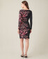 Фото #2 товара Women's Floral Side-Pleated Long-Sleeve Dress