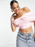 ASOS DESIGN Going Out off shoulder top with bow front in pink
