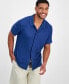 Фото #1 товара Men's Regular-Fit Variegated Ribbed-Knit Button-Down Camp Shirt, Created for Macy's