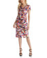 ფოტო #1 პროდუქტის Women's Knee-Length Faux Wrap Short Sleeve Dress