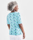 ფოტო #2 პროდუქტის Women's Printed Boat-Neck Elbow-Sleeve Top, Created for Macy's