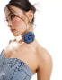 Simmi denim structured sweetheart neck corset top with corsage choker co-ord in light wash blue