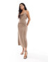 Фото #1 товара Vila Bridesmaid satin cowl neck cami maxi dress in taupe