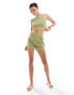 Фото #2 товара Noisy May cropped contrast piping tank top co-ord in green