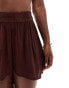 South Beach high waist beach short in brown