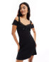 Фото #1 товара Miss Selfridge lace insert mini dress in black