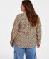 Фото #4 товара Trendy Plus Size Leopard Printed Collared Shirt, Created for Macy's