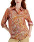 ფოტო #1 პროდუქტის Women's Cotton Paisley-Print Buttoned-Cuff Shirt