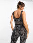 Фото #4 товара ASOS DESIGN embellished scoop neck vest co-ord in black and silver