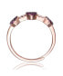 Фото #2 товара Sterling Silver 18k Rose Gold Plated with Ruby & Cubic Zirconia Pave Hearts Promise Adjustable Ring