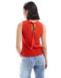 Фото #4 товара JDY knitted tank top with back tie detail in red