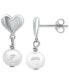 ფოტო #1 პროდუქტის Cultured Freshwater Pearl (5mm) Heart Drop Earrings, Created for Macy's