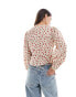 Фото #8 товара Brave Soul v neck floral long sleeve blouse in cream and red