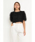 Фото #4 товара Women's Gridded Mesh Feathered Cropped Top