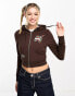 Ed Hardy chocolate crop zip through hoodie co-ord