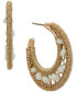 ფოტო #1 პროდუქტის Gold-Tone White Open Crochet Medium Hoop Earrings, 1.3"