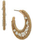 Фото #1 товара Gold-Tone White Open Crochet Medium Hoop Earrings, 1.3"