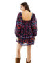 Free People floral print babydoll mini smock dress in black