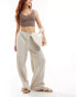 Stradivarius crinkle pull on trouser in stone