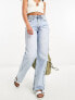 River Island – Gerade, mittelhohe Jeans in Hellblau im Stil der 90er