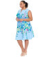 Фото #3 товара Plus Size Split-Neck Floral-Print Fit & Flare Dress
