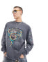 Фото #2 товара Ed Hardy long sleeve washed grey t-shirt with tiger head graphic