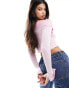 Фото #4 товара Missyempire knitted rib fold detail zip through top in pink