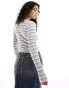 Reclaimed Vintage long sleeve shrunken tee with notch neck in stripe