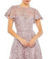 ფოტო #5 პროდუქტის Women's Embroidered High Neck Cap Sleeve A Line Gown