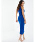 Women's Royal Blue Halter Neck Midi Dress