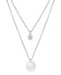 ფოტო #1 პროდუქტის Double Layered 16" + 2" Cubic Zirconia Solitaire and 10mm Disc Chain Necklace in Gold Over Sterling Silver