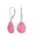 Фото #1 товара Pink Synthetic Opal Pear Shaped Simple Teardrop Dangle Earrings For Women Sterling Silver Lever back