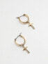 Фото #1 товара AllSaints x ASOS exclusive cross pendant hoop earrings in gold