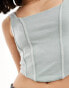 Miss Selfridge corset top in washed sage Verwaschener Salbei, 32 - фото #3